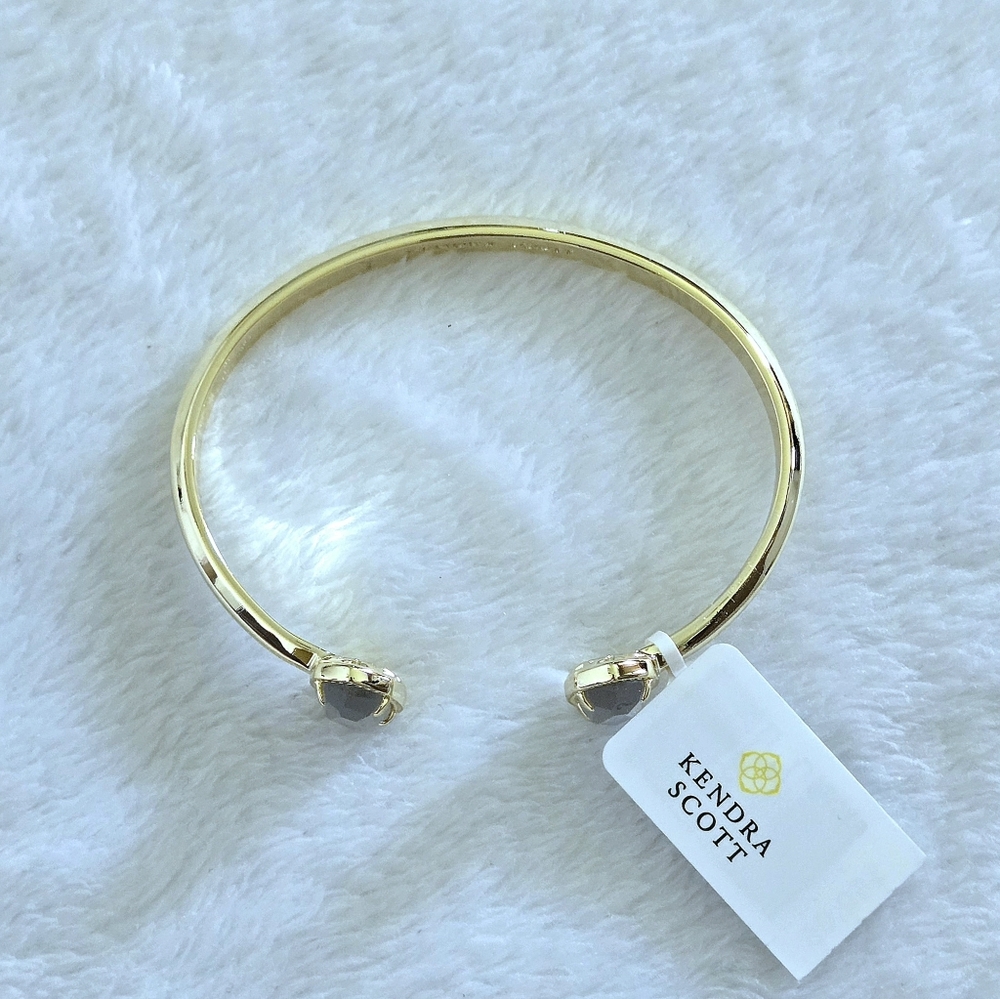 Kendra Scott Gold💛 "Elton" Cuff Bracelet With Slate Cat's🐱 Eye👁 Stones - NWT - Picture 5 of 16